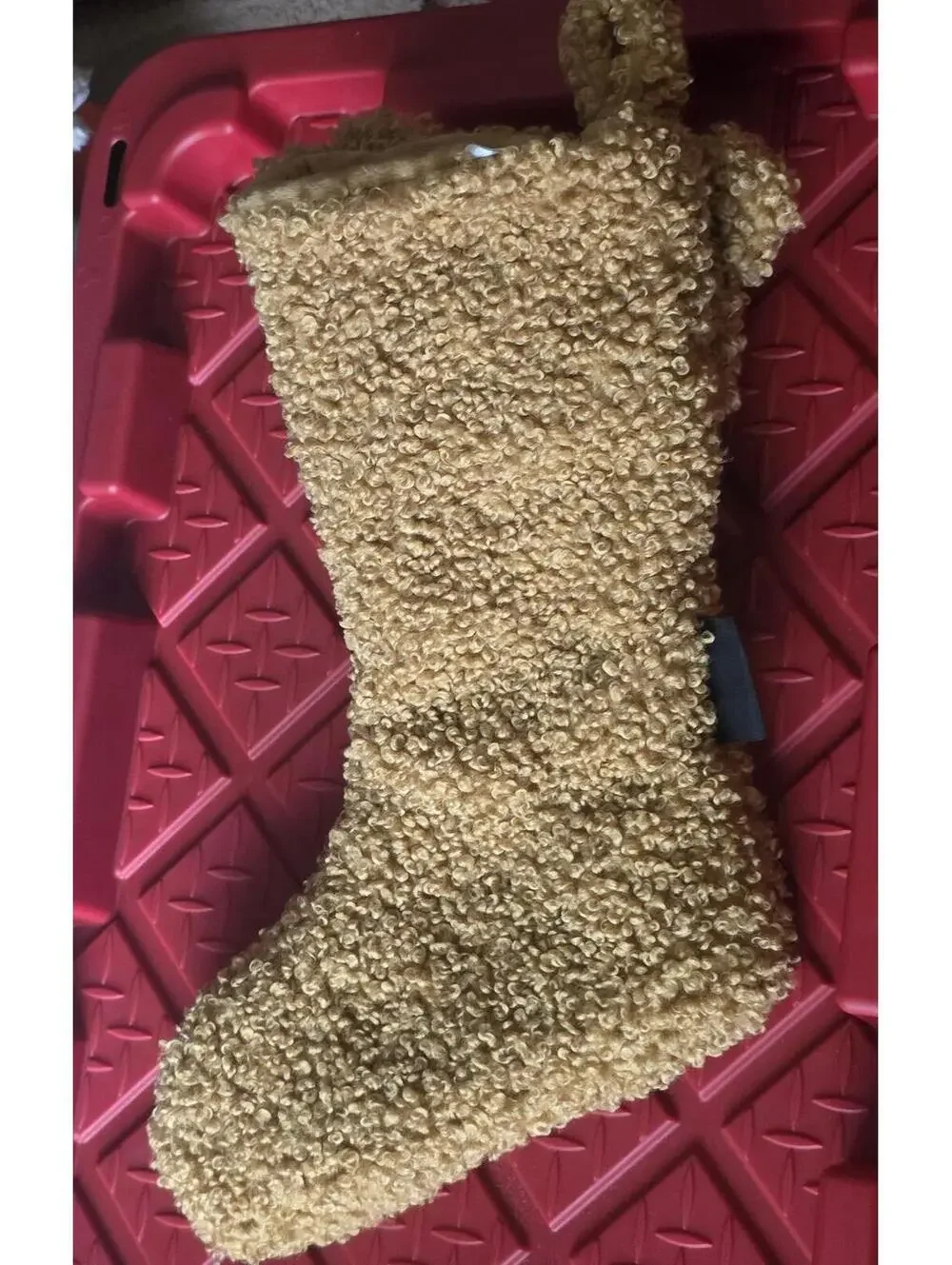 Set of 2 brown FAO Schwarz Teddy Bear Christmas Stocking Plush